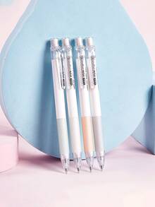 4支装自动铅笔，带橡皮擦，耐用，学生文具，办公用品，圣诞节，返校季 - 彩色 - 查看 9