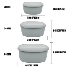 ABKOK 3pcs Reusable Silicone Bento Lunch Boxes, Microwave & Freezer Meal Prep Containers With Leak-Proof Lids, Suitable For Kitchen, Office, Picnic