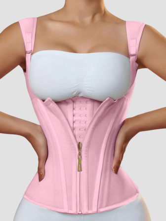 1pc Button Front Zipper Closure Slimming Corset Belt For Women, Waist Trainer