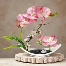 仿真蝴蝶兰盆栽室内摆件永生花盆栽假兰花盆栽兰花盆栽摆件花艺客厅桌面家居酒店办公室饭店室内摆件免维护 - 彩色 - 查看 7