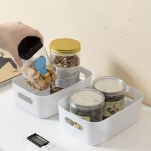 1/10个迷你白色塑料储物篮，带提手 - 多功能长方形储物盒，适用于厨房橱柜、浴室和食品储藏室 - 非常适合存放香料、零食等必需品，也可用作置物篮 | 非食品接触层 - 白色 - 查看 6