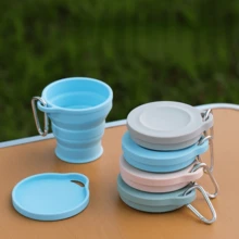 Collapsible Silicone Cups - Space-Saving Travel, Camping, Hotel Cups - Leakproof Flip-Top Lid, Pastel Pink & Blue - Ideal For Outdoor, Gifts (Christmas, Valentine's, Mother's Day), Collapsible Cups For Traveling, Outdoor Drinkware, Playful Bear Design, Bpafree Material, Travel Drinkware, Retractable Cup, Drinkware, Multipurpose Cup, Outdoor Enthusiasts, Camping Equipment - Multicolor - View 3