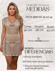 Short Beach Cover-Up, Lace Slit Dress, Crochet Knit, Summer - Sand - View 6