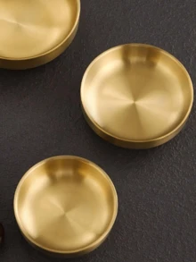 Mini Stainless Steel Sauce Dish,Double-Layer Round Seasoning Bowl,Sushi Dipping Pinch Bowl,Anti-Scald,For Appetizer, Side Dish, French Fries, Ketchup,Dinner Plate Condiment Dish,Home,Parties Or Restaurant Use,Family Picnic,Party - Gold - View 5