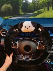 Sanrio 1pc Sanrio Car Steering Wheel Cover, Warm Plush Cartoon Trending Anti-Slip Steering Wheel Protector, Winter