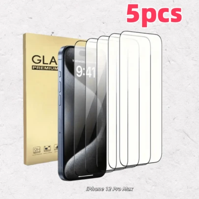 5 piezas de protector de pantalla de vidrio templado, anti-arañazos, sin burbujas, a prueba de huellas dactilares, película protectora de pantalla de cobertura completa compatible con iPhone 16/15/14/13/12/11/XR/Xs/X/7/8 y otros dispositivos