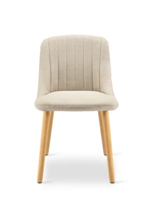 Modern Minimalist Vertical-Stripe Upholstered Dining Chairs With Ergonomic Back & Solid Wood Legs For Living Room, Kitchen, Bedroom - Set Of 2 / Set Of 4 / Set Of 6 - Beige - Màu be - Xem 5