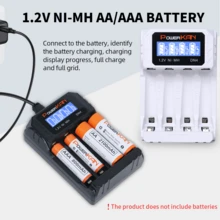 Caricabatterie per batterie AA/AAA PowerKAN, display LCD, 4 slot di ricarica indipendenti, corrente di ricarica/ricarica a impulsi/display dello stato di ricarica/arresto automatico a carica completa, porta di ricarica USB universale da 5V Type-C, adatto per batterie ricaricabili NiMH/NiCd AA/AAA - Non - Visualizzare 8