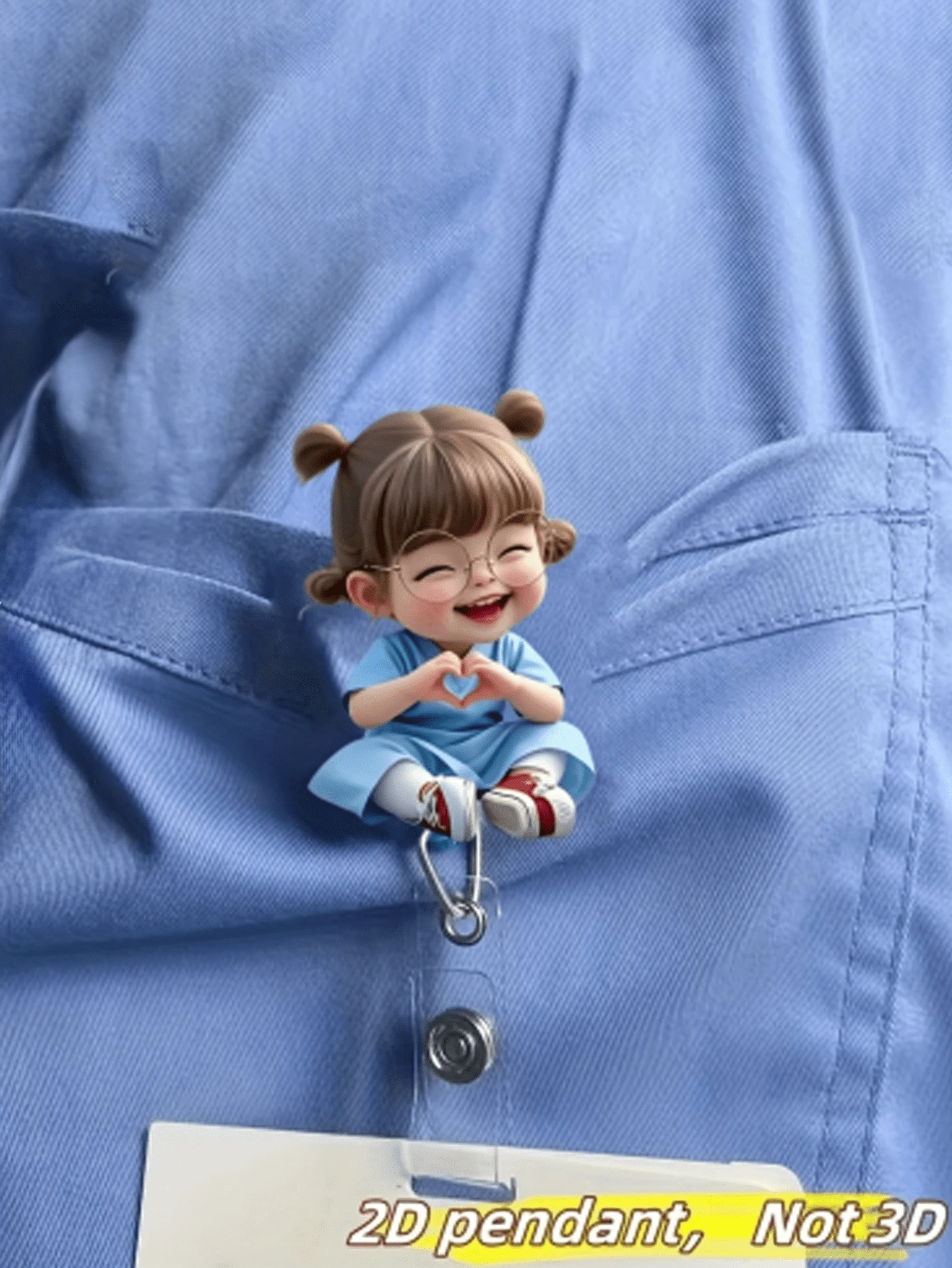 2D Flat Acrylic Nurse Girl Badge Holder - Retractable ID Clip, Suitable For Medical Students And Practicing Nurses - PMMA Material For Workplace Identification, Medical Badge Clip | Fun Design, Nurse Accessory, Back To School, Teacher Gift - Multicolor - View 1
