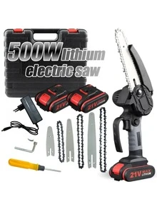 Wireless Mini Chainsaw, Equipped With Lithium-Ion Battery And Charging Cable - A Lightweight Handheld Chainsaw With A Safety Lock, Ergonomic Handle And Sharp Chain System, Suitable For Tree Trimming, Yards, Gardens, Branches - The Ideal Choice For Home And Garden - Compact Design, With Safety Certification