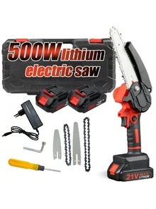 Wireless Mini Chainsaw, Equipped With Lithium-Ion Battery And Charging Cable - A Lightweight Handheld Chainsaw With A Safety Lock, Ergonomic Handle And Sharp Chain System, Suitable For Tree Trimming, Yards, Gardens, Branches - The Ideal Choice For Home And Garden - Compact Design, With Safety Certification
