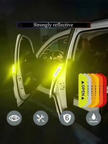 6 piezas Pegatinas reflectantes de advertencia de puerta abierta para automóvil, pegatinas y calcomanías para automóvil, pegatinas reflectantes de advertencia de puerta abierta para automóvil, pegatinas decorativas antiarañazos para parachoques de automóvil, calcomanías de advertencia de 3.6 pulgadas para automóvil, tira protectora reflectante antichoque visible por la noche, pegatinas reflectantes de advertencia de puerta abierta, calcomanías luminosas de decoración de accesorios universales para automóvil, para cualquier vehículo como automóviles, SUV, motocicletas, bicicletas, etc. - Multicolor - Ver 1