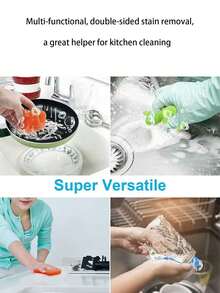 فرشاة غسيل الأطباق من السيليكون، فرشاة غسيل الأطباق ذات الوجهين، أدوات وإكسسوارات مطبخ صغيرة (طقم 3 قطع)