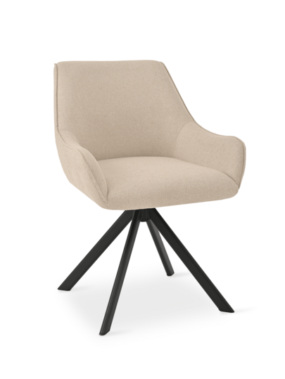 Goeurvant Stylish Suit Lapel Upholstered 360° Swivel Dining Chairs Armrests Metal Legs Room, Living Office Set Of Beige view 6