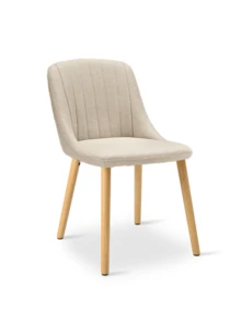Modern Minimalist Vertical-Stripe Upholstered Dining Chairs With Ergonomic Back & Solid Wood Legs For Living Room, Kitchen, Bedroom - Set Of 2 / Set Of 4 / Set Of 6 - Beige - Màu be - Xem 6