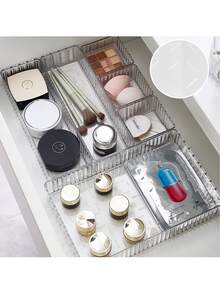 1pc/6pcs/7pcs Set Minimalist Transparent Vanity Desk Makeup Organizer Box, Eyeshadow, Lipstick, Cosmetic Brush, Perfume Display Rack, Compartment Storage Box - Multicolor - View 7