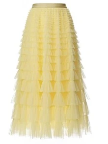 Temperament Knitted Skirt Layered Cake Skirt - Amarillo - Ver 3