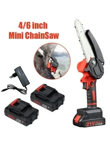 Wireless Mini Chainsaw, Equipped With Lithium-Ion Battery And Charging Cable - A Lightweight Handheld Chainsaw With A Safety Lock, Ergonomic Handle And Sharp Chain System, Suitable For Tree Trimming, Yards, Gardens, Branches - The Ideal Choice For Home And Garden - Compact Design, With Safety Certification