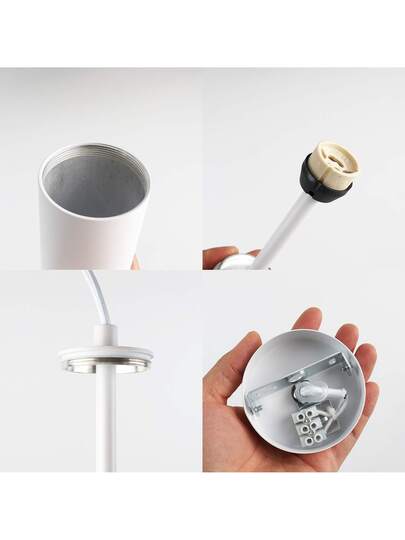 Alpinaluz Pack Of Moderne Minimalist Wit Aluminum Ceiling Hang Lamps In The Shape 20cm Tube GU10 Lamp Holder, Adjustable Height view 9