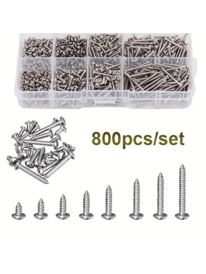 800 PCS Hanging Picture Nails - Maximum 2 Cm In Length - Combination Kit For Wall Art Decoration - Small Decorative Nails - Suitable For Outdoor Use, Auto Repair, Wood Board Joining, House Decoration - Time-Saving Nails