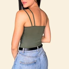 Women's One Shoulder Tank Top Strapless Top Tube Top Suplex Blouse Y2k Fashion Gringa Strappy Casual Party Knitted Asymmetrical - 軍綠色 - 查看 3
