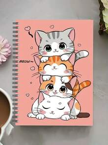Sổ tay lò xo kẻ dòng dành cho sinh viên, kích thước 5.5x8.5 inch, họa tiết mèo dễ thương, làm từ giấy chất lượng cao, phù hợp cho văn phòng, học tập và làm quà tặng, hoàn hảo cho bạn bè, anh chị em, sinh viên và những người yêu mèo, lý tưởng cho mùa tựu trường. - Nhiều màu - Xem 2