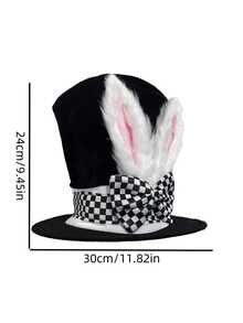 1件复活节吸血鬼兔耳朵黑色高顶礼帽白色兔子毛绒帽子头箍派对服装装饰 - 彩色 - 查看 11