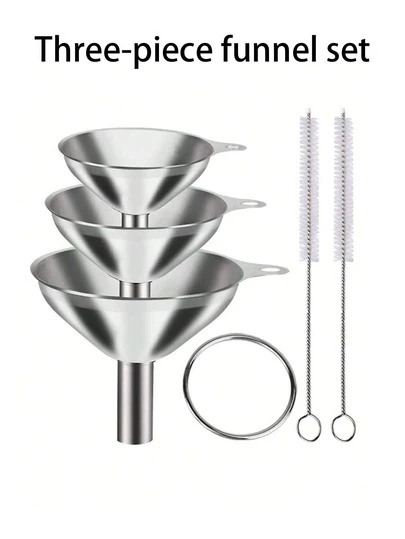 3-5 Pieces Of Stainless Steel Funnels, Large, Medium And Small Funnels, 3 Pieces Set, Stainless Steel Mini Metal Food Funnels With Transfer Of Liquid Oil And Powder, For Filling Bottles, Kitchen Necessities