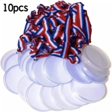 10/20pcs Blank Lanyard Medals, Universal DIY Hanging Medals, Mixed Colors, DIY Graffiti Party Medals, High Reflective Polymer, With Colored Ribbons, For Company Sports Competitions, Festivals, Charity Events, Suitable For Sports, Games, Sports Events, Props, Rewards, Party Gifts And Decorations, Personalized Gifts, Birthday Gifts, Party Favors - Multicolor - View 9