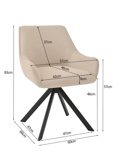 Goeurvant Stylish Suit Lapel Upholstered 360° Swivel Dining Chairs Armrests Metal Legs Room, Living Office Set Of Beige view 11