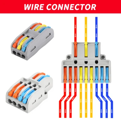 12pcs/7pcs/5pcs Lever Wire Connectors, DIY Multi-Way Splitter Adapter, 2/3/4 Port Push-In Electrical Connection Terminal Blocks, Plug-In Wire Connector, Fit Wire Size 0.08-4.0mm, No Tape Binding, Quick Connection