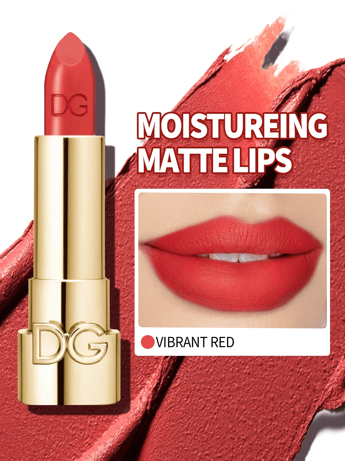 Dolce & Gabbana The Only One Matte Lipstick 625 Vibrant Red D&G Makeup Lip Color 0.12oz/3.5g Classic Red Intense Matte Striking Finish Timeless Appeal Powerful Impact Girlfriend Wife Mother Friend Birthday Graduation Party Travel Camping Outdoors School Campus Trip Festivals Anniversary Winter Christmas Special Occasions, Party Bright And Bold Hot Girl - 625 Vibrant Red - View 1