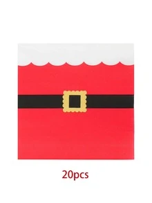 10 Stücke/20 Stücke/50 Stücke/80 Stücke rote Weihnachtsmann Gürtel Weihnachtsparty Zubehör Einweg Geschirr Set Weihnachtsservietten Becher Servietten Weihnachtsparty Dekorationen für Weihnachtsessen Zuhause - Verschiedenfarbig - Übersicht 9