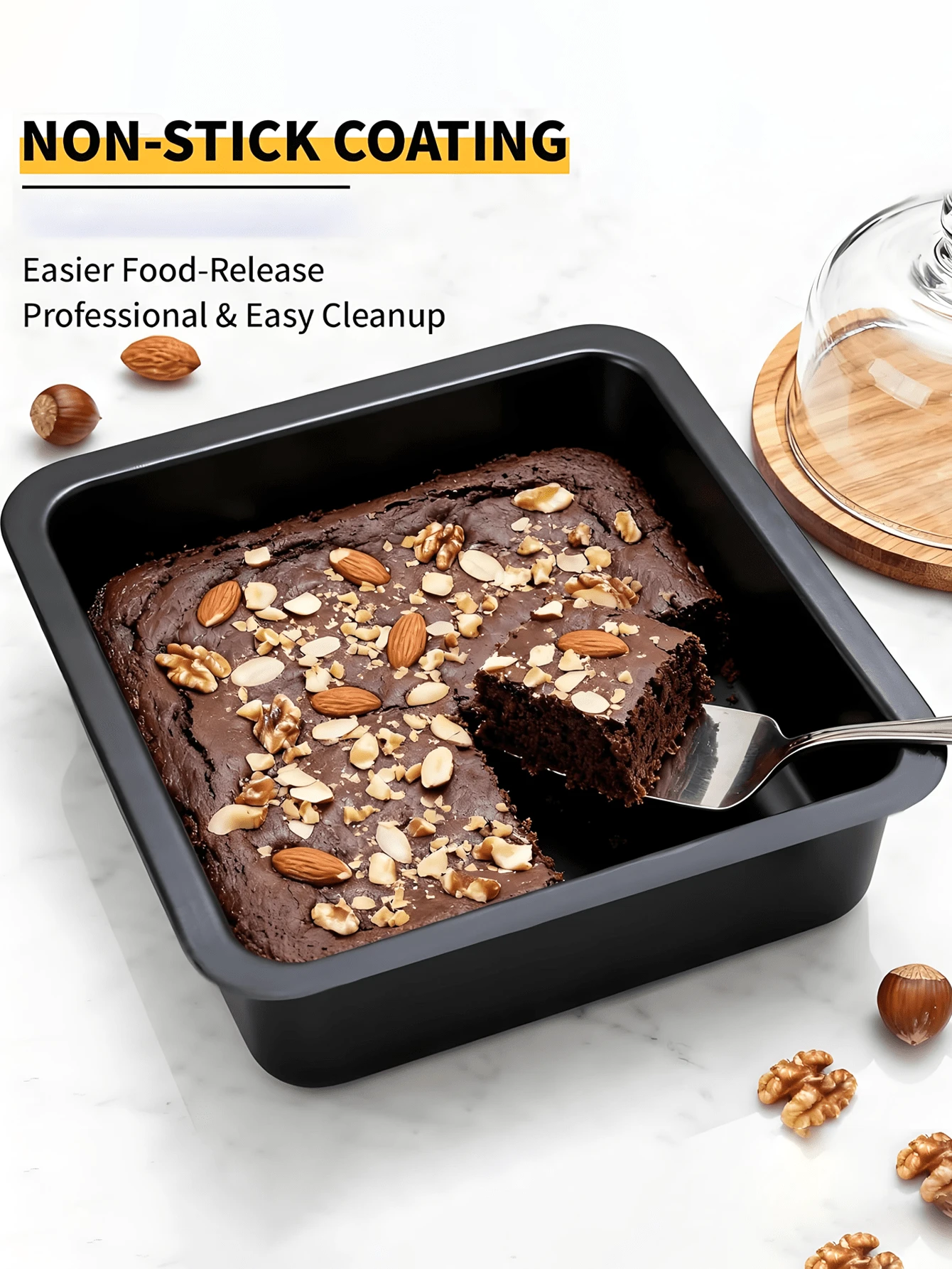 1pc Square Cake Pan, 8-Inch Non-Stick Square Baking Pan, Suitable For Cakes, Brownies, Lasagna And, Evenly Heats And Is Easy To Clean, Carbon Steel Baking Pan.
