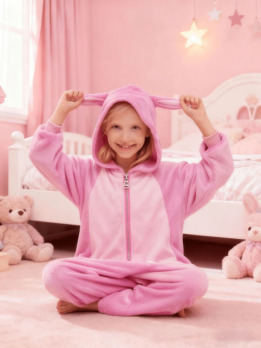 Pijama de mono de animal para niños, disfraz de cosplay de Halloween de franela para niños y niñas / pijama