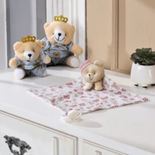 MeF Mae e Filho Baby Burp Cloth With Animal, Pacifier Holder, And Plush Toy - Pink Princess Bear - View 1