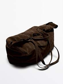 女士大号绒面革手提包，柔软单肩包，大容量绒面革手提包，工作包，旅行包，冬季包，宽口手提包，购物袋 - 咖啡 - 查看 2