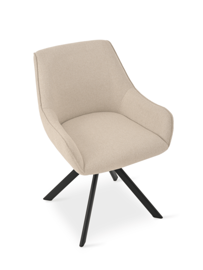 Goeurvant Stylish Suit Lapel Upholstered 360° Swivel Dining Chairs Armrests Metal Legs Room, Living Office Set Of Beige view 4