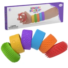Conjunto de 6 Pulseiras Anti-Stress de Silicone Texturizadas para Crianças, Adolescentes e Adultos - Lembrancinhas de Festa, Recompensas Escolares, Presentes e Decoração, Acessórios Divertidos, Material Durável, Estimulação Sensorial, Ideal para Trabalhadores de Escritório - Multicolorido - Ver 9