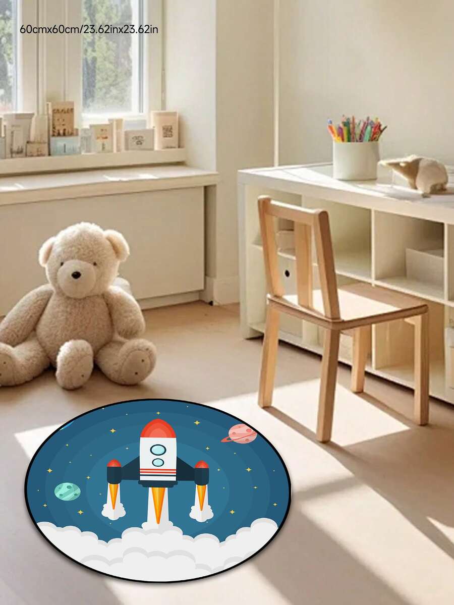 1pc Cartoon Pattern Round Rug, Home Decor Carpet, Bedroom Decor, Small Rug, Carpet, Kids Room Decor, Home Decor, Living Room Carpet, Living Room Small Rug, Bedroom Rug, Kids Rug, Living Room Home Decor, Outdoor Rug, Washable Carpet - Multicolor - View 1