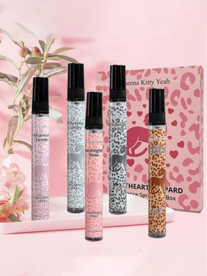 5PCS豹纹香水喷雾系列礼盒，限量版，室内外香氛空气净化器，多层香氛，持久留香，自然清新，达到健康最高境界。
