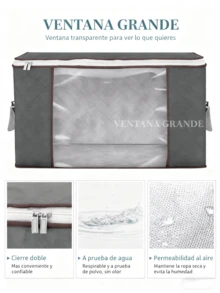 Juego de 4 Bolsas  Gris de Almacenamiento Grandes de 90L ,Organizadores Plegables para Ropa, Mantas y Edredones,Cajas de Tela Gruesa con Asas Reforzadas,Contenedores de Armario Transpirables y Resistentes,Ideal para Dormitorio, Hogar o Mudanza - Gris - Ver 8