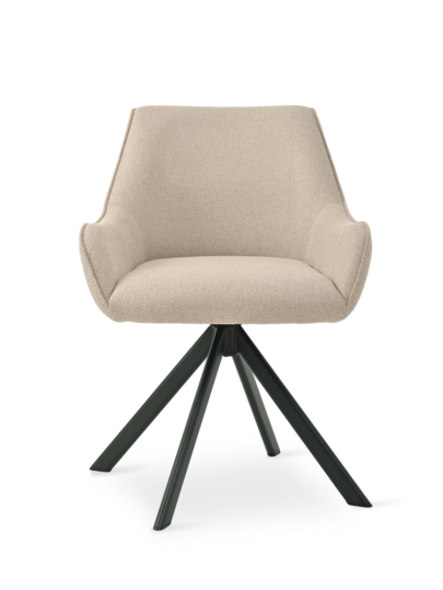 Goeurvant Stylish Suit Lapel Upholstered 360° Swivel Dining Chairs Armrests Metal Legs Room, Living Office Set Of Beige view 5