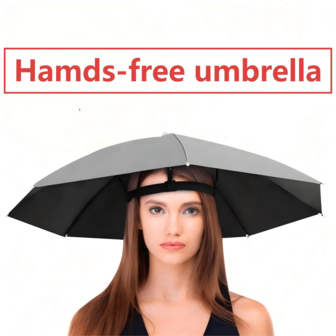 全新实用，便于携带，晴雨两用，防雨、防晒、防紫外线，采用头戴式设计，无需手持。多功能创意头戴式伞帽，头戴式伞帽，防晒伞帽——适合户外旅行、活动、钓鱼、徒步、露营和农业考察等各种天气防护。
