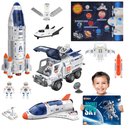 Rocket Ship Kids Toys Complete Space Shuttle Playset With Astronaut Figures
