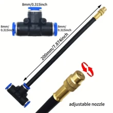 Kit De Sistema De Nebulização 5M Spray De Jardim Para Irrigação Automática Ajustável - Preto - Visão 6