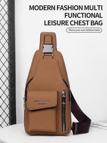 WEIXIER Unisex Sports Sling Bag, Adjustable Detachable Strap, Multi-Compartment Multi-Pocket, Multifunctional Adjustable Detachable Strap, Casual Commuter Bag, Retro Minimalist Business Style, Suitable For Work, School, Travel, Shopping, Gift For Girlfriend, Family, Friends Pouch