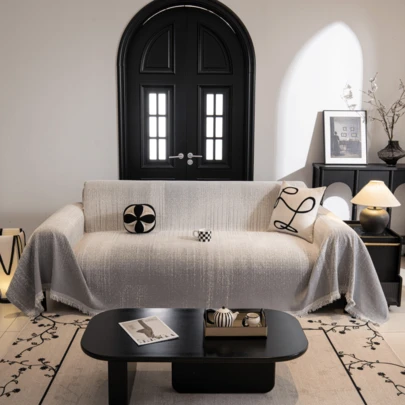 1件装雪尼尔现代防滑沙发套，防滑沙发保护垫，奢华高端品质，全覆盖坐垫，适用于沙发、桌布、野餐垫、卧室、客厅、办公室、俱乐部、户外、1-4人沙发、L型沙发、装饰沙发、沙发保护，四季皆宜