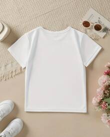 Camiseta estampada, estampado capibara flor libro bookk leer red flower capybara, playera manga corta cuello redondo para niña, blusa gráfica corte regular casual elástica. Ajuste cómodo para uso diario de los infantes. - Blanco - Ver 2