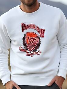 Mens Vintage 90's Rare Virginia Tech Hokies University  Crewneck Sweatshirt Large Sweatshirt - trắng - Xem 1